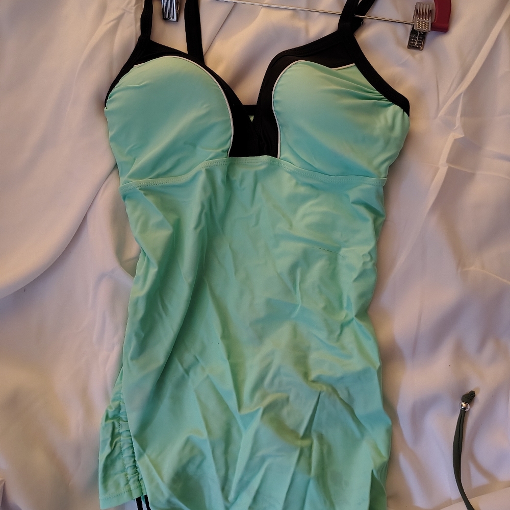 VENUS Mint Green One-Piece Swimsuit with Black Trim